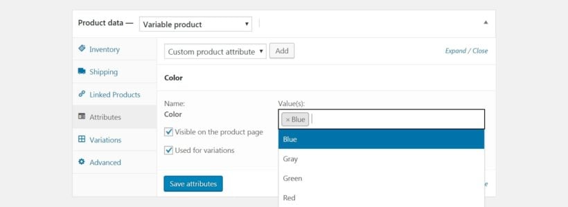 Customizing a product attribute in WooCommerce.