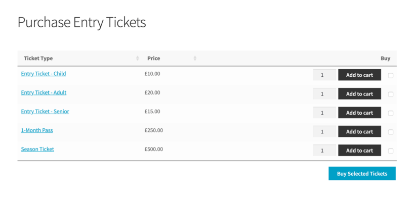 WooCommerce sell entry tickets