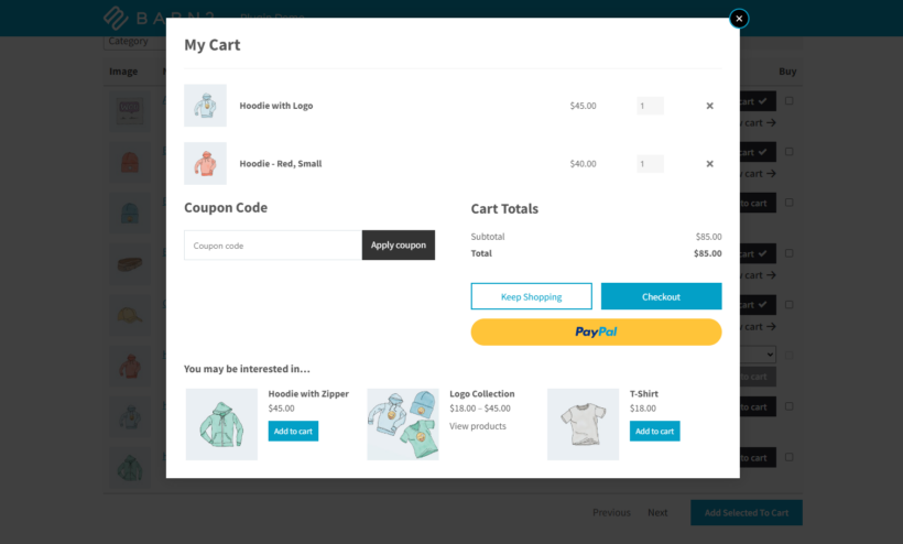 WooCommerce popup checkout page