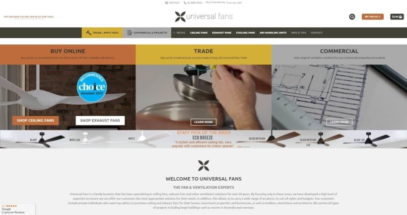 The Universal Fans website