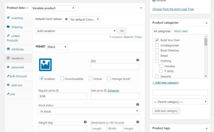 WooCommerce product data