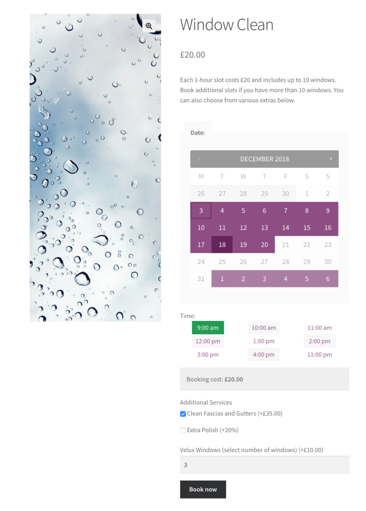 WooCommerce booking system with price calculator