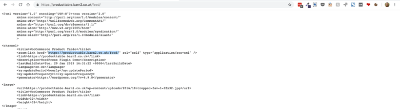 WooCommerce find Shop page RSS feed URL