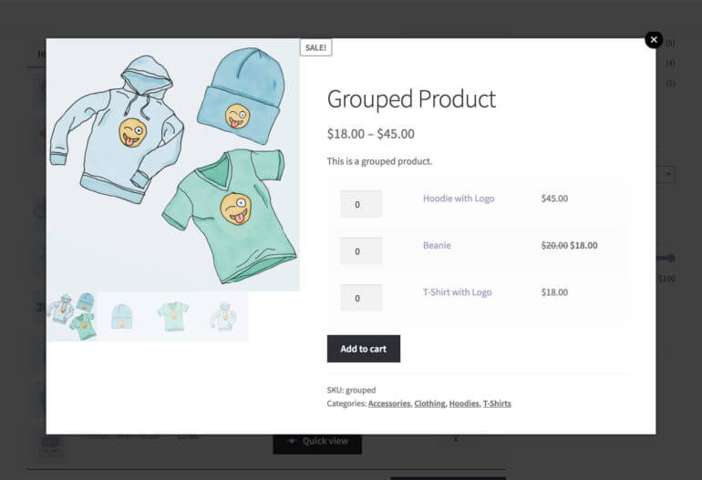 WooCommerce Quick View Plugin with Grouped Products