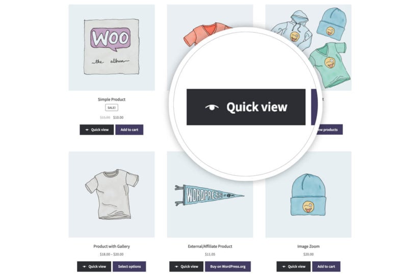 WooCommerce Quick View Pro on shop page with zoom