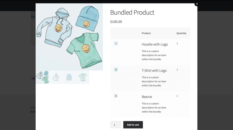 WooCommerce lightbox plugin bundled products