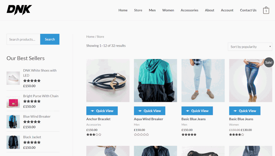 Example of WooCommerce product quick view plugin