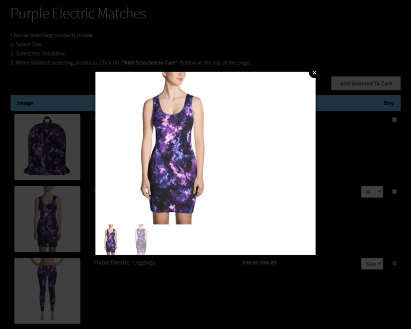 Product gallery displayed in lightbox view using WooCommerce Quick View Pro and WooCommerce Product Table