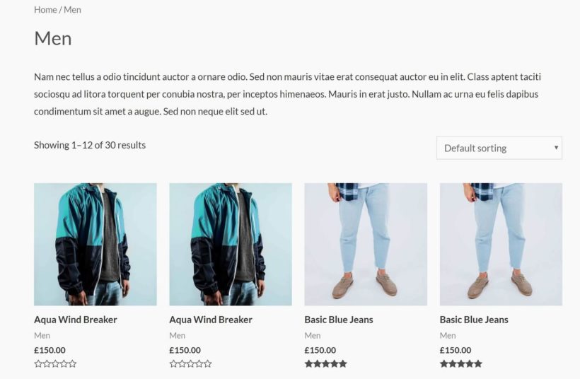 The "traditional" shop page layout