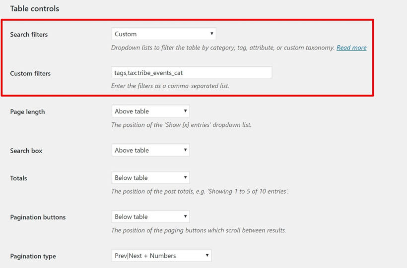 Add event directory WordPress filters