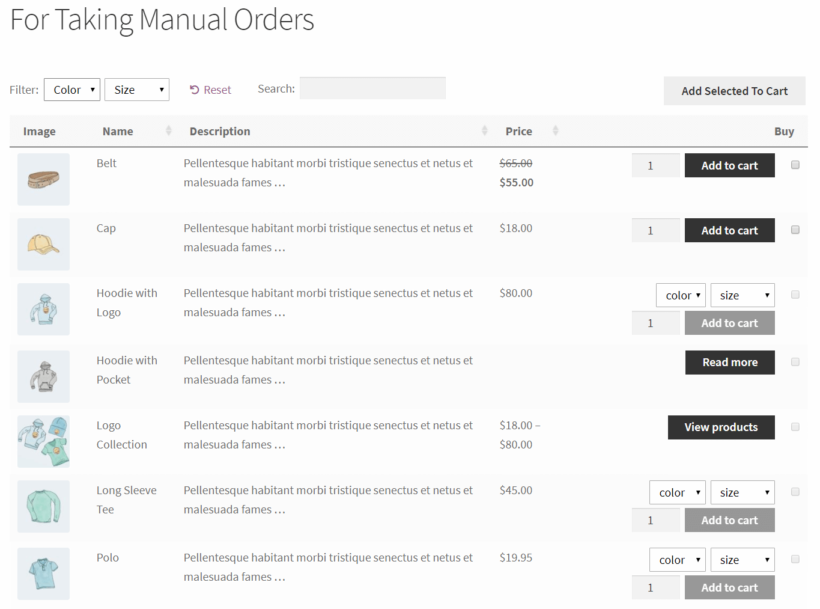 Default preview of the WooCommerce order form