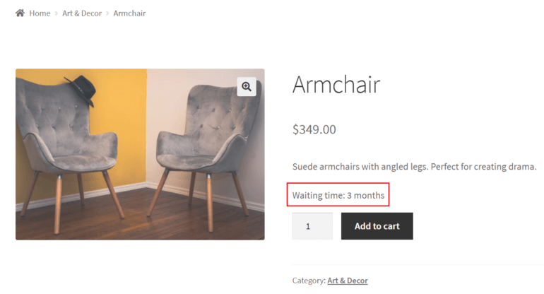 WooCommerce lead time displayed on the front-end