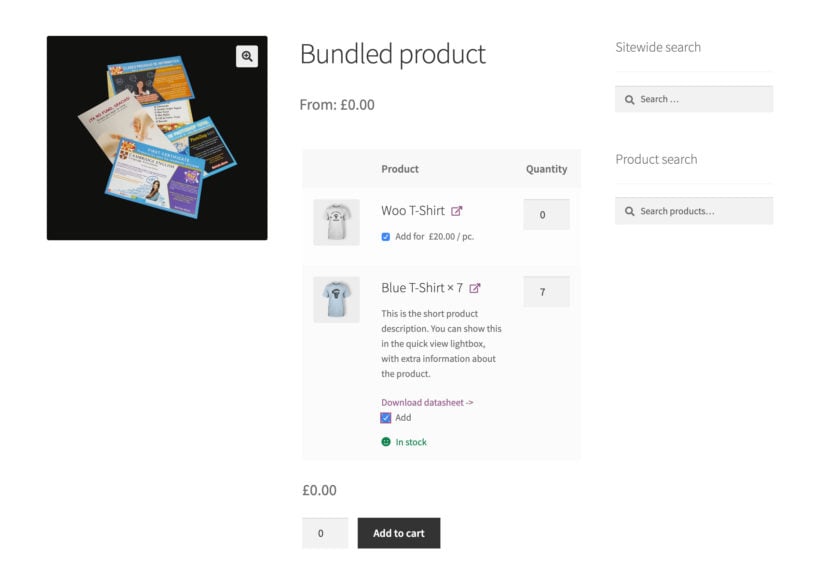 WooCommerce bundled product with default quantity