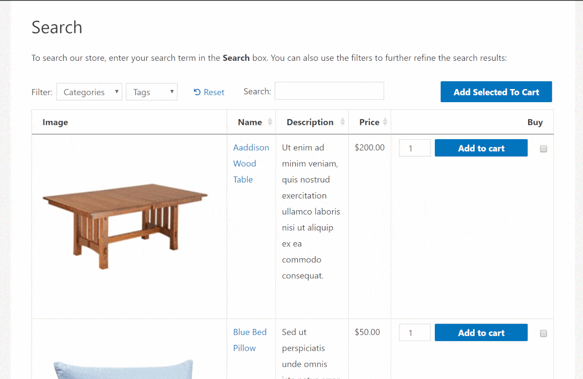 WooCommerce search plugin example