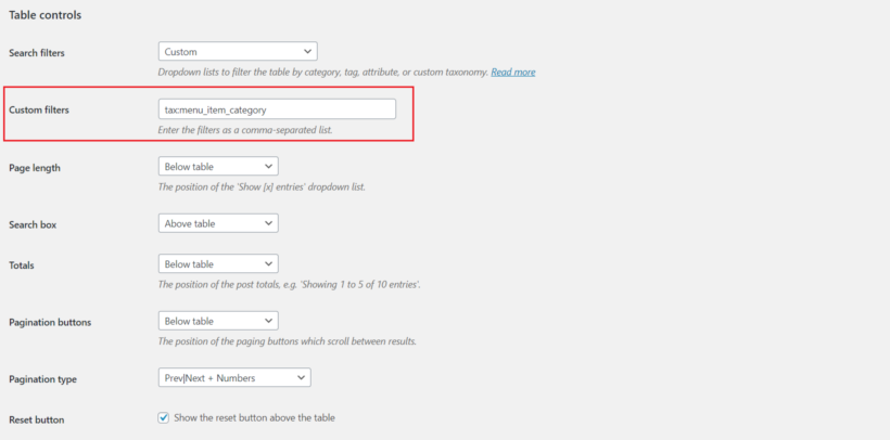 Post Table Pro's custom filters option.
