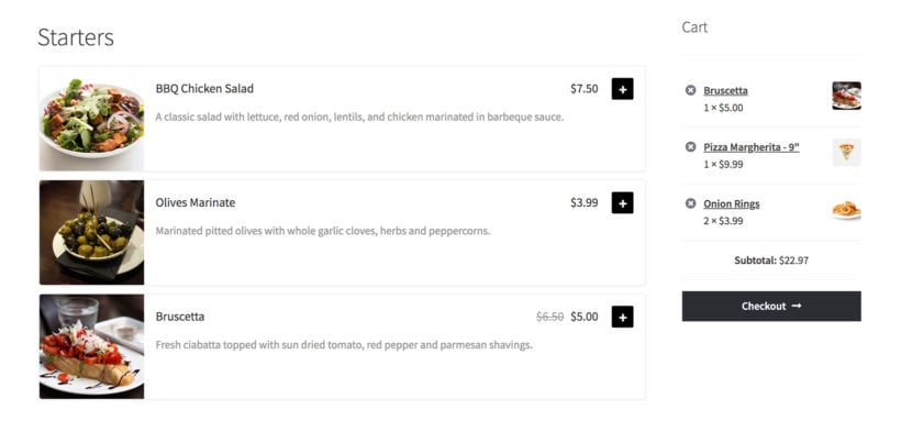 WooCommerce Restaurant Ordering cart widget