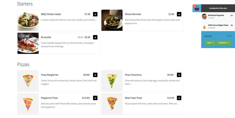 WooCommerce restaurant floating side cart