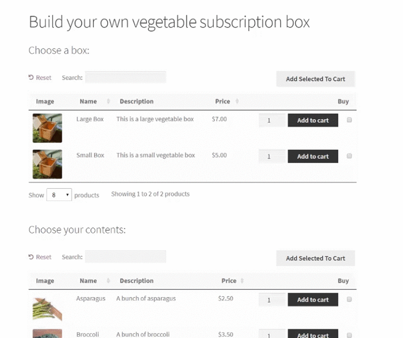 Build your own vegetable subscription box