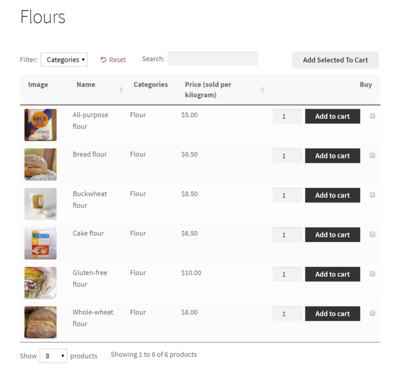 WooCommerce Product Table to sell by weight