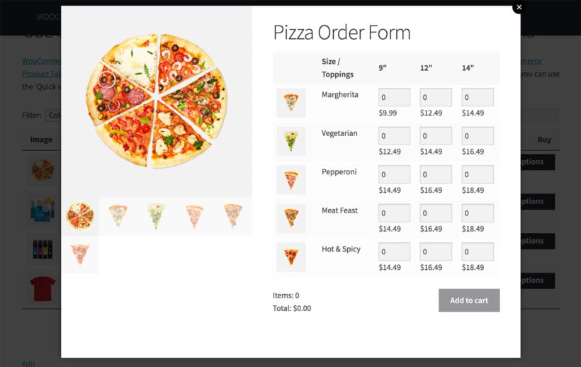 WooCommerce Bulk Variations grid with quick view
