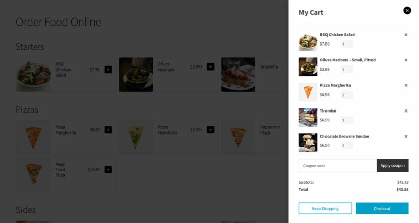 WooCommerce restaurant floating cart