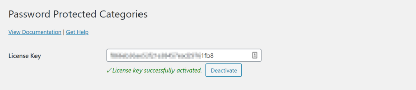 Activate Password Protected Categories license key
