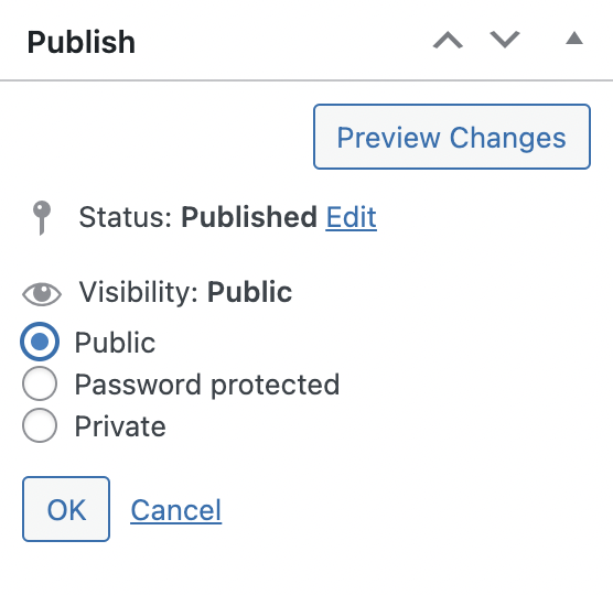 Editing visibility from WP admin dashboard