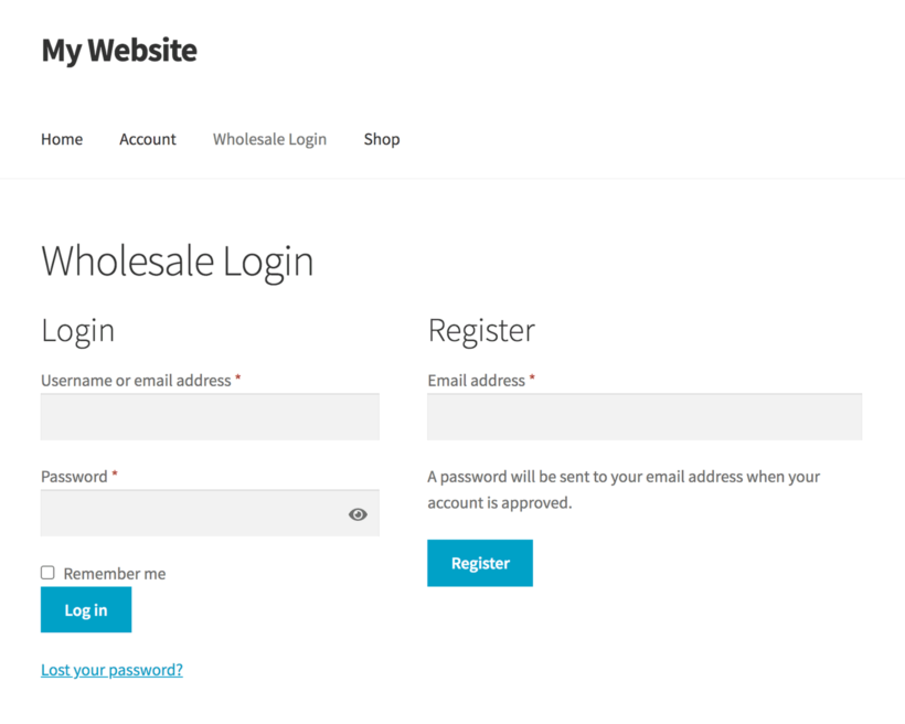 WooCommerce wholesale registration form with moderation