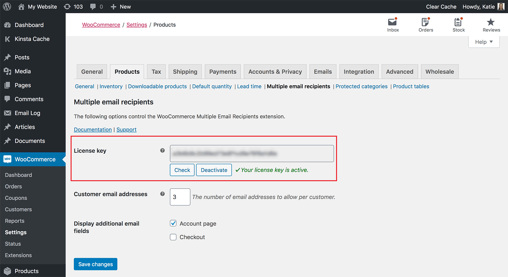 WooCommerce Multiple Email Recipients license key