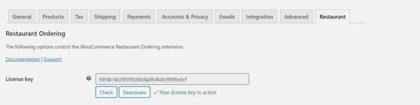 WooCommerce Restaurant Ordering license key
