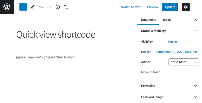 How to use WooCommerce Quick View Pro shortcode