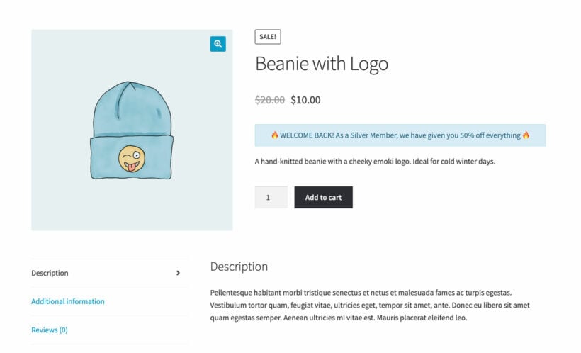 WooCommerce role-based pricing product page content