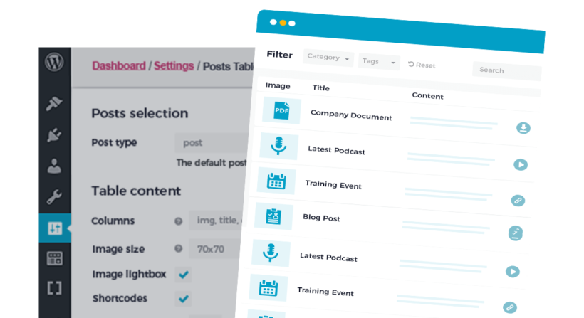 Documentation: Posts Table with Search & Sort