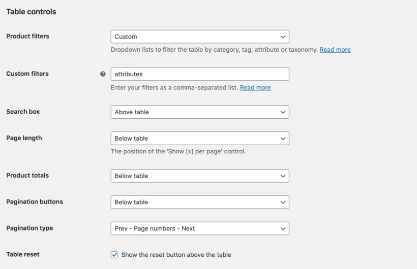 Dynamic filter settings in WooCommerce