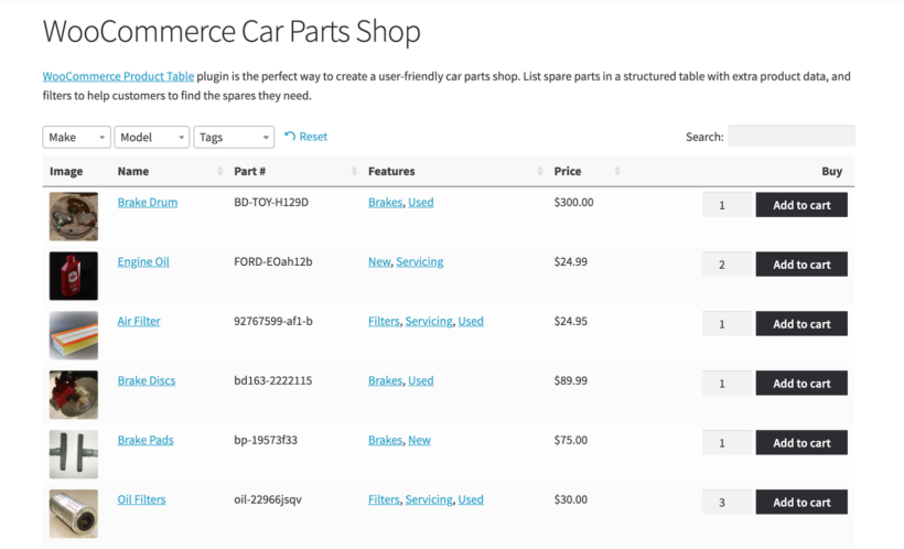 Selling car parts online