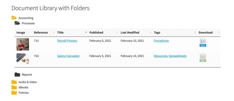 WordPress document library plugin folders