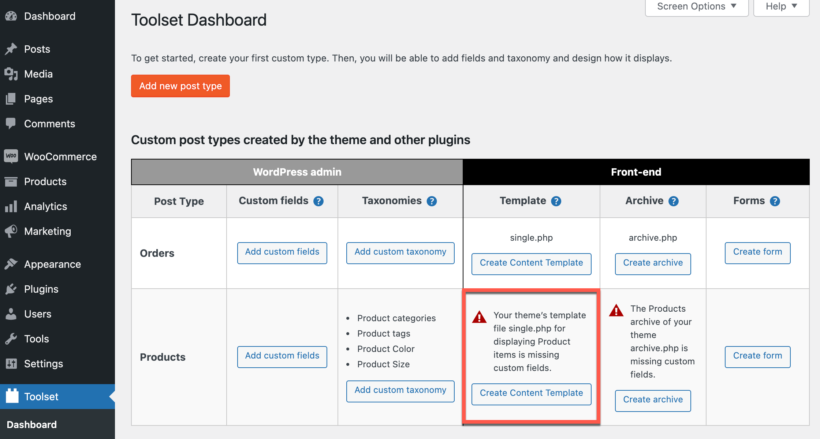 Create content template