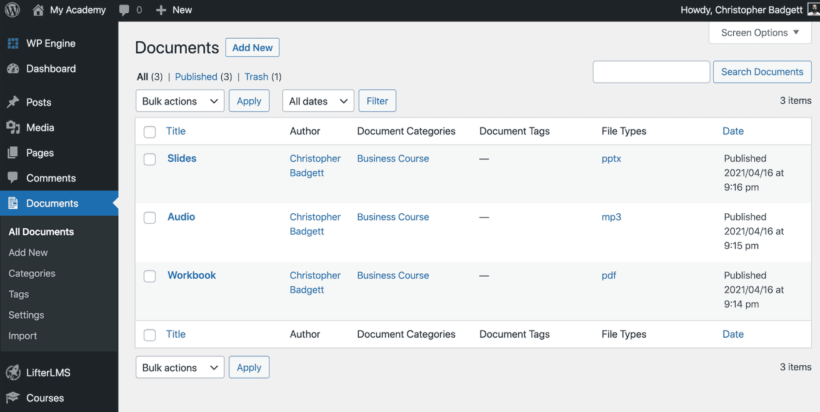 LMS course document downloads