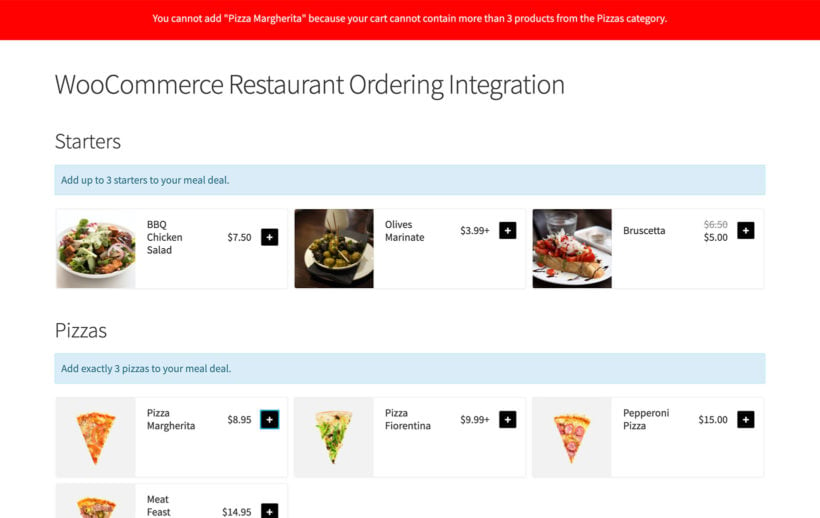 WooCommerce Quantity Manager restaurant plugin