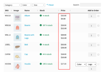 WooCommerce wholesale price display original crossed out