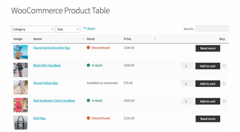 WooCommerce Product Table Discontinued Products