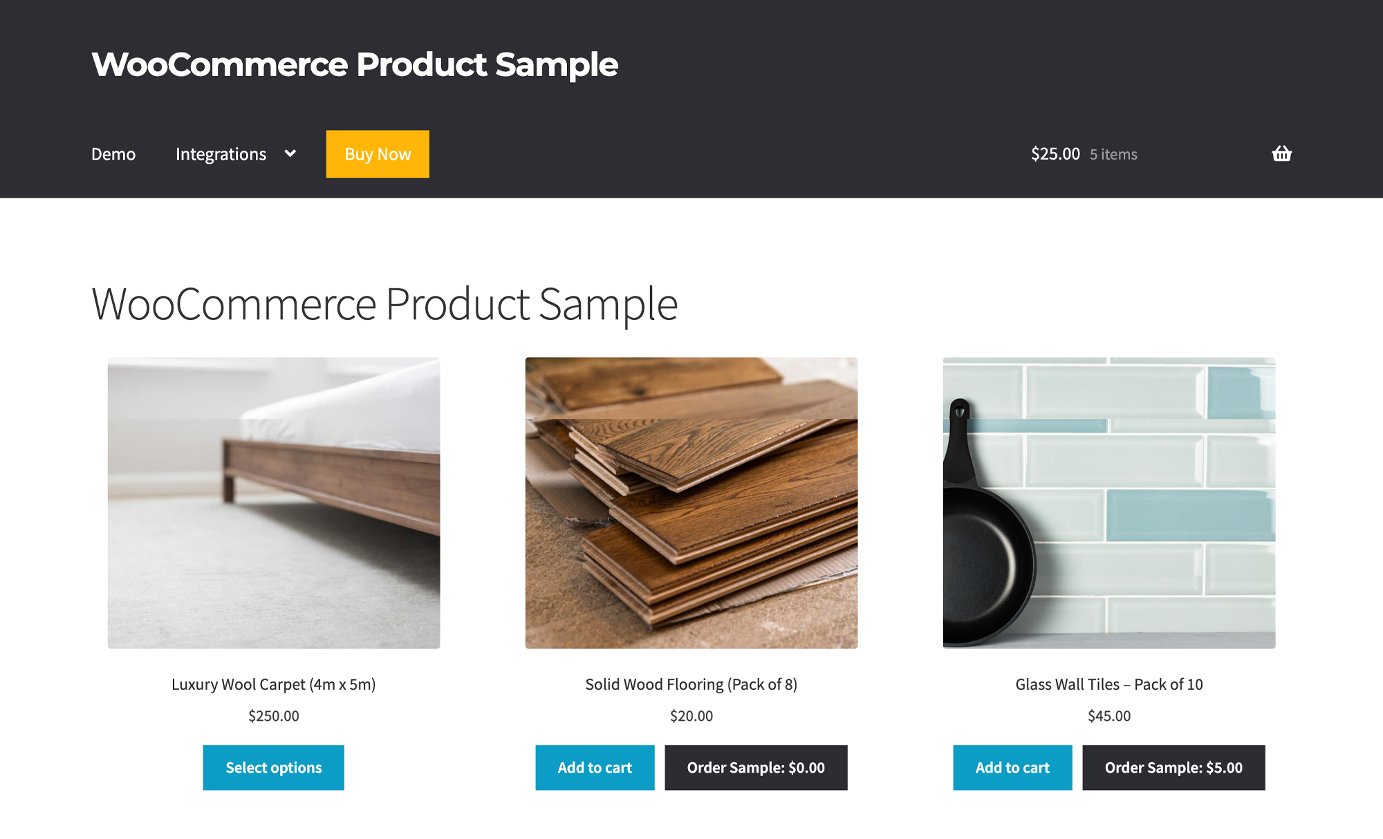 WooCommerce Product Sample page