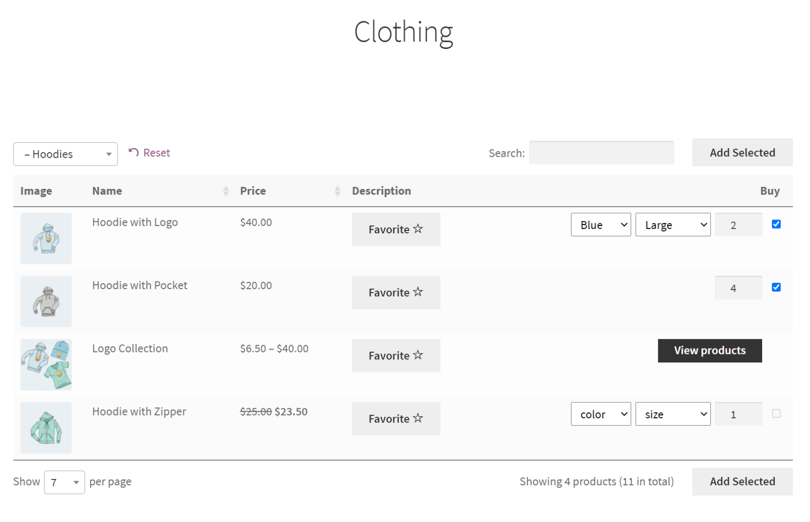 WooCommerce add to favorites button