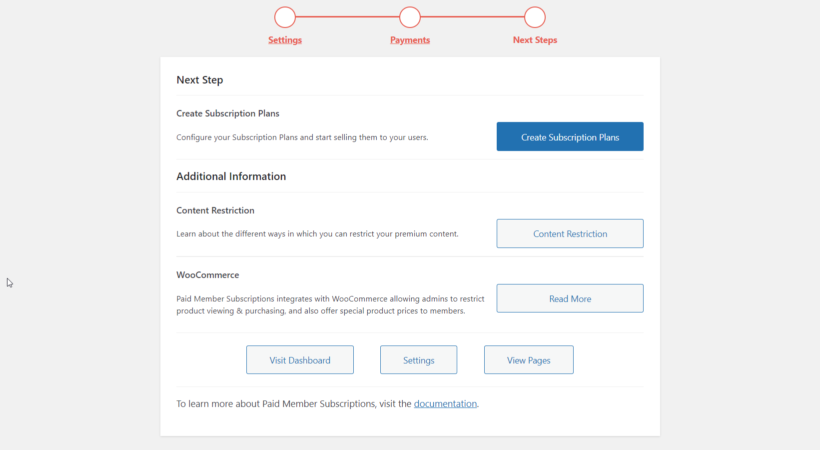 paid member subscriptions setup wizard