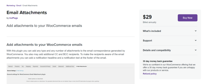 Email Attachments WooCommerce email plugin