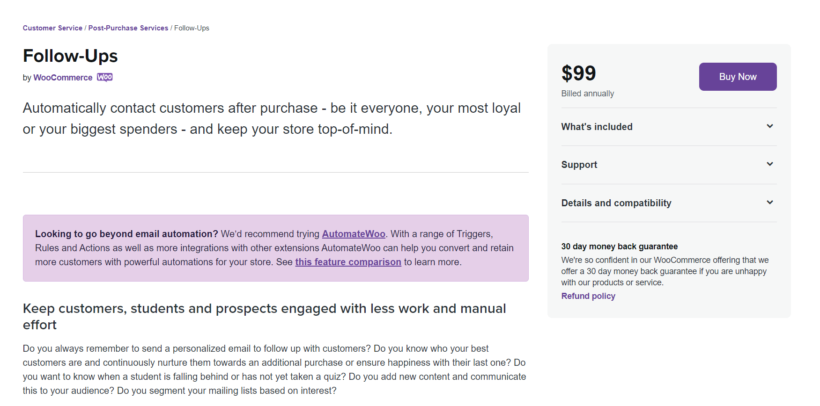 Follow-Ups WooCommerce email plugin