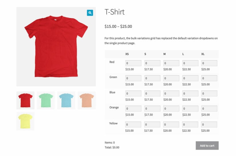 WooCommerce Bulk Variations no images