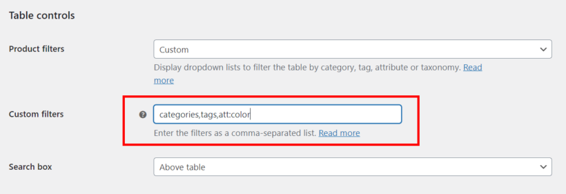 add woocommerce filter by tag to product table