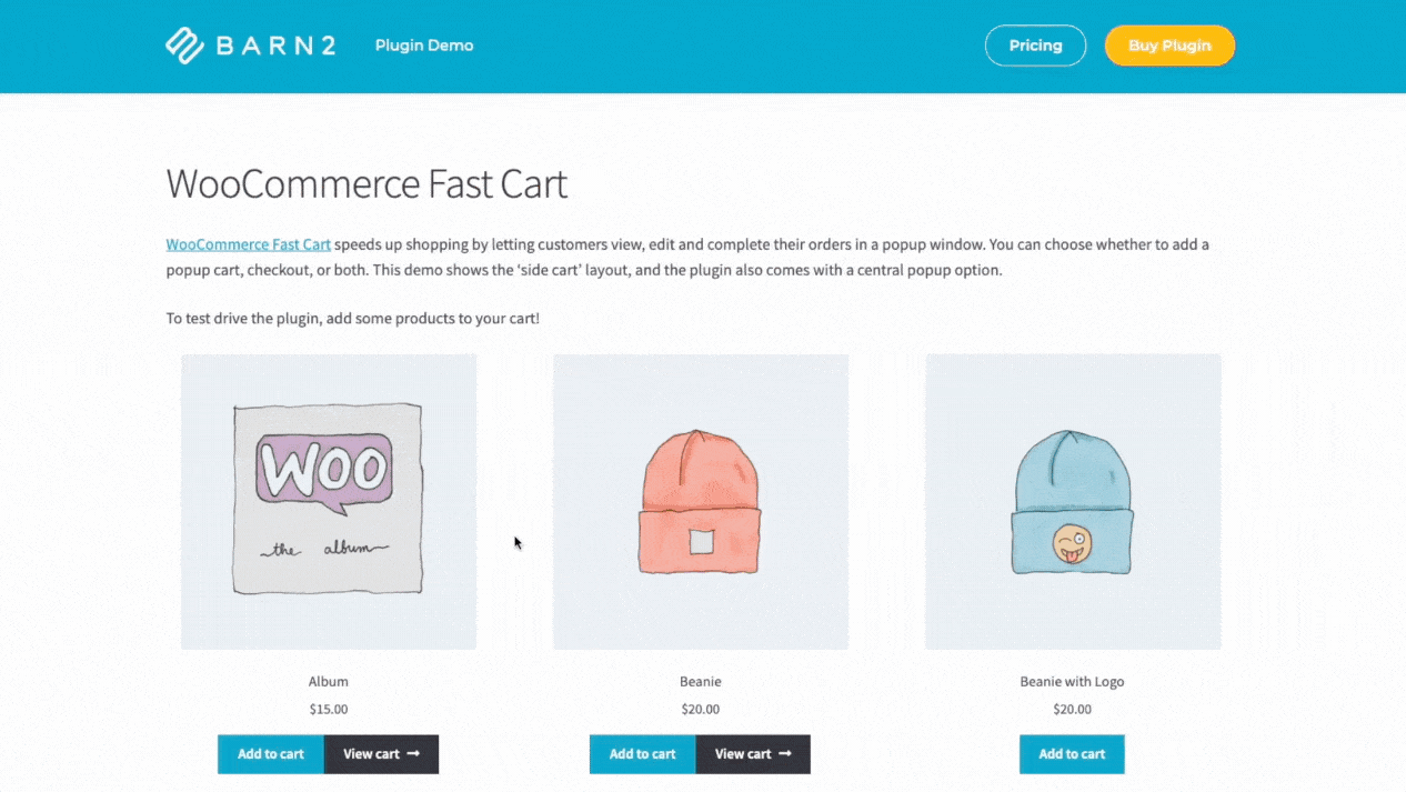 WooCommerce popup cart demo