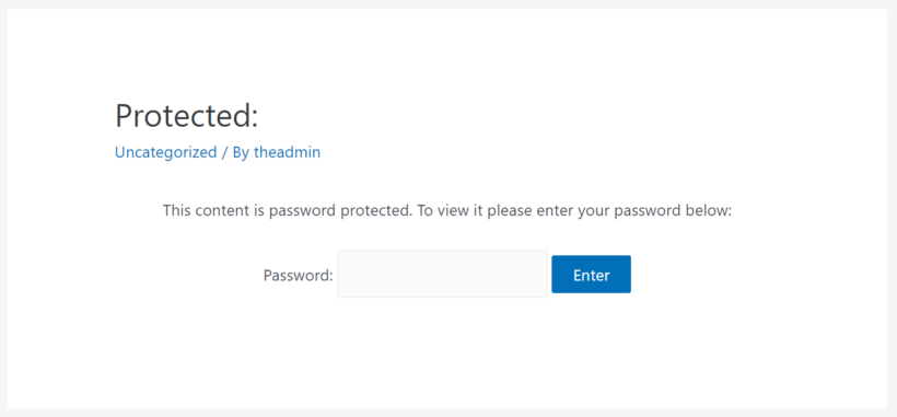 password protected wordpress post default method